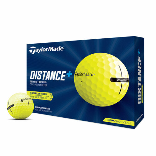 TaylorMade Distance+ Golf Balls – 1 Dozen Yellow - Box Front
